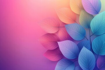 Colorful gradient leaves creating a vibrant abstract background