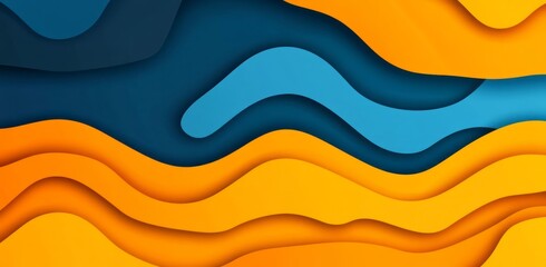 Abstract Wavy Layers of Orange and Blue