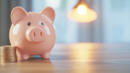 Saving money concept with a piggy bank