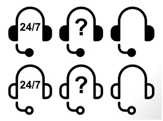 customer support service assistance icon set. digital assistance, advice, asking, hotline, information, instruction etc concept. vector icon set