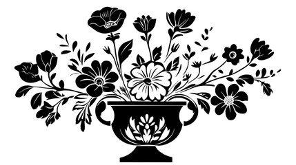 Group of flowers in a crystal vase, ready for an event centerpiece, Vectorized Plant Art