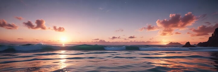 Obraz premium Shimmering oceanic atmosphere with soft focus, soft focus, deep blue waters, ambient lighting