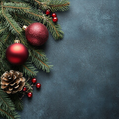 christmas background with fir branches and cones,A Holiday Composition