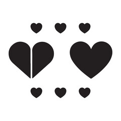 Simple Black Heart Shapes Arranged in a Circle Design.