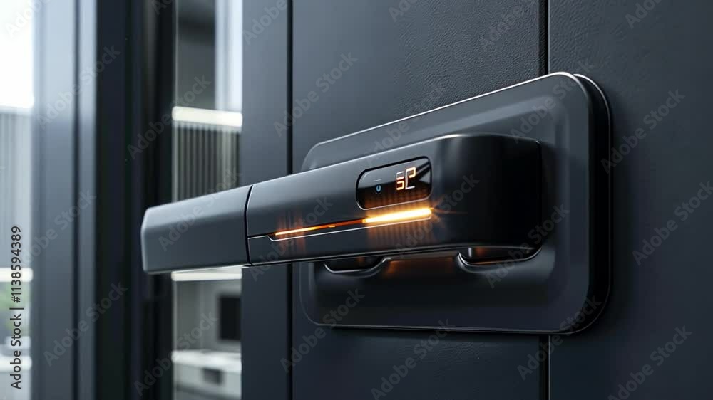 Aufkleber This smart lock displays its features in a modern home setting.
