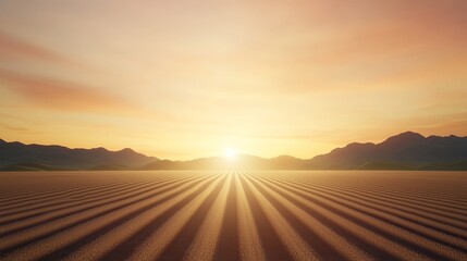 Obraz premium Sunset Overlaid on Serene Farm Fields