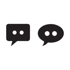Two black speech bubbles with ellipsis, representing communication.
