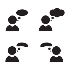 
Four Black and White Thinking Person Icons. 