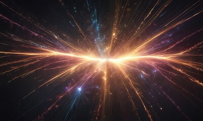 Naklejka premium Sparkling celebration light streaks create an abstract fractal background with a generous copy space, colorful, copy space