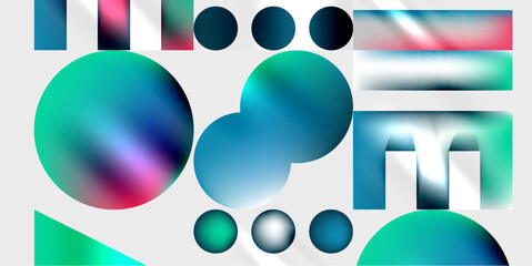 Simple shapes - circles, triangles, rectangles abstract background. Vector Illustration For Wallpaper, Banner, Background, Card, Book Illustration, landing page