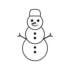 Snowman Line Art on White Background
