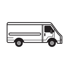 Fast delivery truck icon line art vector illustration