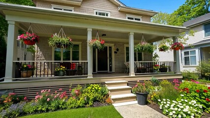 Charming suburban house with beautiful landscaping and welcoming porch is perfect for homeownership opportunities