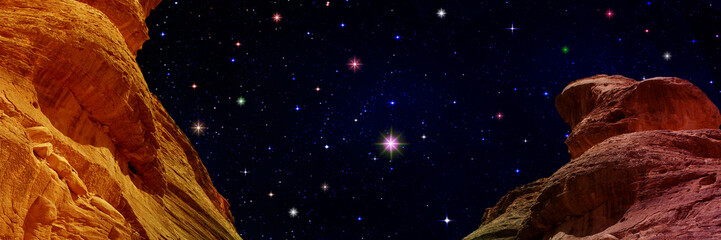 Space scene with stars and galaxies