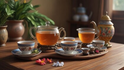 Fototapeta premium Traditional Argentinean tea ceremony with multiple bombillas frontal , gaucho, tea, bowl
