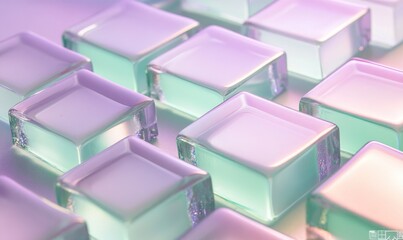 Fototapeta premium A row of cubes with a purple and green color