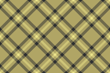 Equal background textile fabric, layered vector pattern texture. Fibre tartan seamless check plaid in yellow and grey colors.