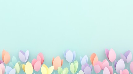 Spring flowers rendered in paper cut art with extra space for copy, ideal for both seasonal decorators and nature-themed event planners.