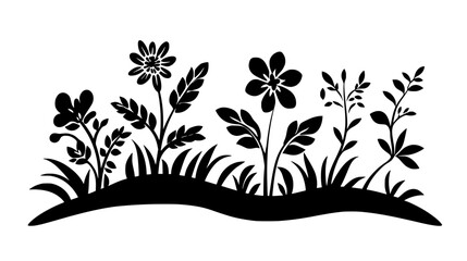 Flowers near a garden path attracting pollinators, Plant Vector Graphic