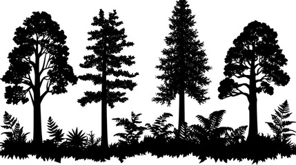 Giant sequoia sapling towering over surrounding plants, Plant Vector Graphic