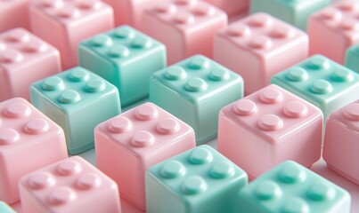 A row of pink and green blocks
