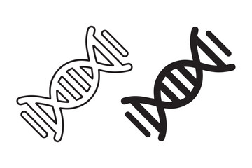 DNA Strand outline and black filled icon set. Vector illustration.
