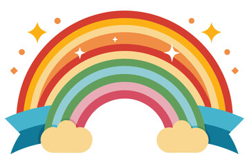 Retro Rainbow Banner Vector Illustration Vibrant Vintage Design