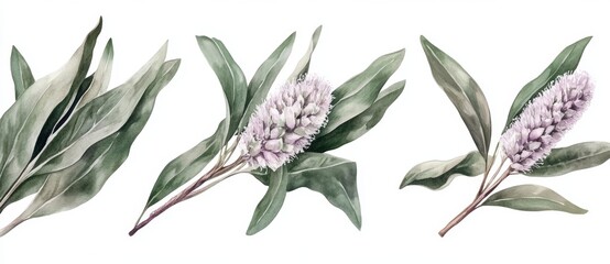 A watercolor digital floral set, ideal for greeting cards, posters, invitations, banners, and other printed materials. The design is isolated on a white backdrop and showcases hand-painted elements.