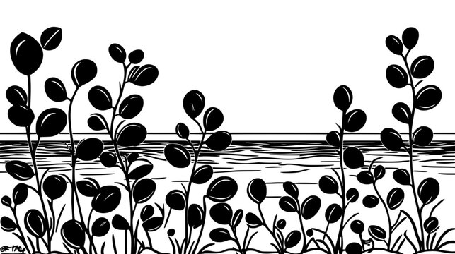 Sea grape shrubs on a sandy beach near the ocean, Plant Vector Graphic