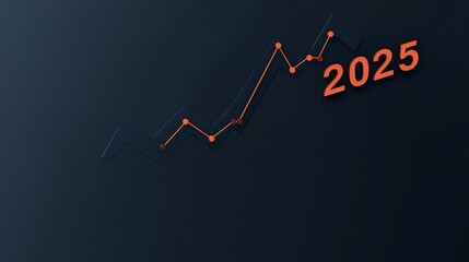 Fototapeta premium Growth Chart 2025 - Progress, success, future, ambition, 2025 goals. Illustrates upward trend.