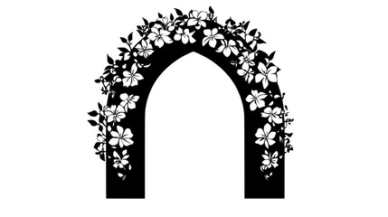 Wreath of seasonal blooms on church entrance doors, Plant Vector Graphic