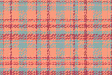 Deluxe seamless background plaid, pillow textile check texture. English vector fabric pattern tartan in red and pastel colors.