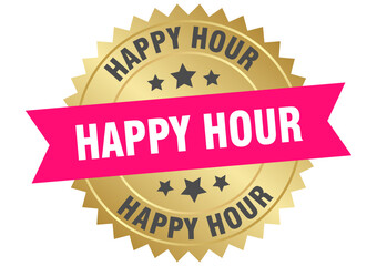 HAPPY HOUR label on transparent background