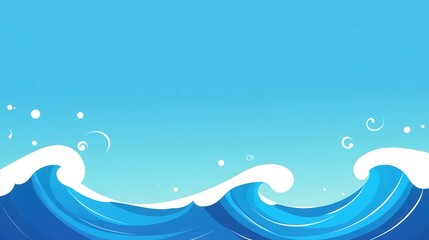 Vibrant Ocean Waves with Clear Blue Sky and Soft White Foam on Water Surface