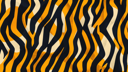 Fototapeta premium Tiger and zebra skin patterns with black stripes in a seamless wildlife-inspired design