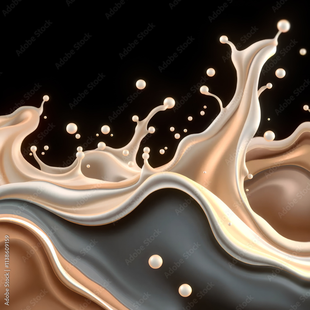 Poster smooth organic lines of liquid splashes create the illusion of movement. abstract cover design