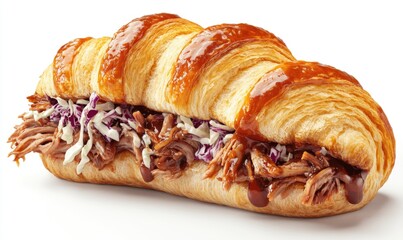 A sandwich with meat and coleslaw