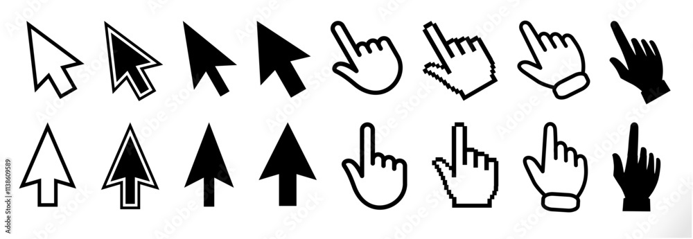 Fototapete mouse cursor icon set (solid black fill). mouse pointers for click, web, link, press etc concept.