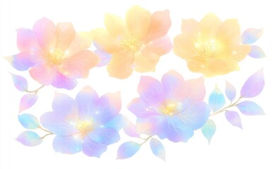 Obraz premium Large watercolor wildflowers, hand-drawn, stand alone on a white background in a vintage style featuring watercolor flowers and herbs.