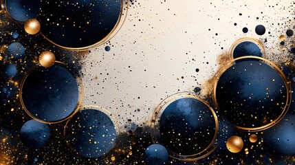 Abstract Navy Blue and Gold Cosmic Background