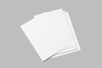 a4 flyer Blank paper sheet for brochure on gray background 3D Mockup