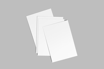a4 flyer Blank paper sheet for brochure on gray background 3D Mockup