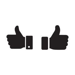 Simple Thumbs Up Icons Pair, Flat Design.