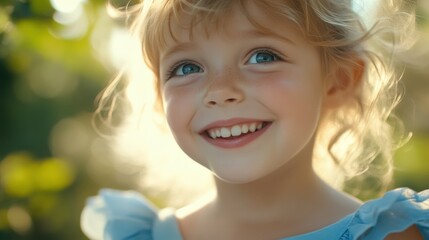 Fototapeta premium Excitement of a smiling 6-year-old girl with bright eyes
