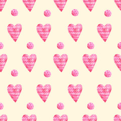 Pattern with pink hearts. Watercolor cute pink background with hearts, pink abstraction. Valentine's Day, holiday. Pattern for gift paper