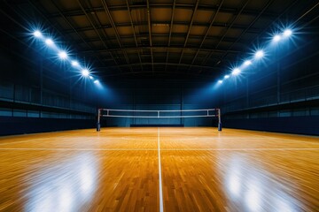 Indoor Volleyball Court with Bright Lighting