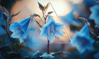 A blue flower with a triangle in the middle