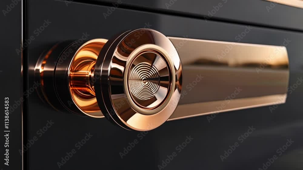 Poster this close-up of smart door lock showcasing modern design and advanced security technology.