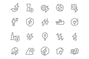 New Vector Icon Set in Linear Style: Electricity Power. Popular!