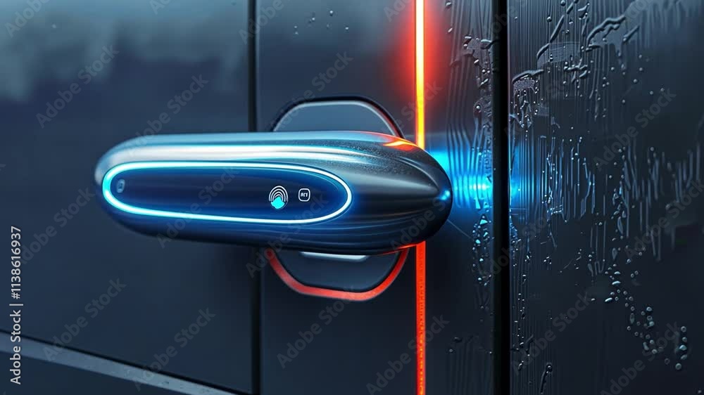Poster This Modern door lock features illuminated indicators, showcasing advanced smart home security solutions.